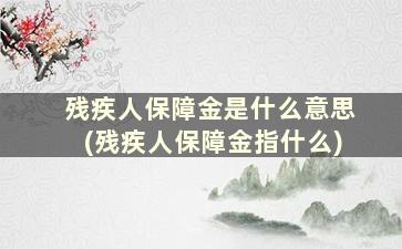 残疾人保障金是什么意思(残疾人保障金指什么)