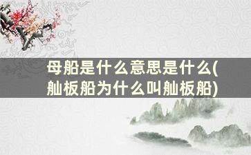 母船是什么意思是什么(舢板船为什么叫舢板船)