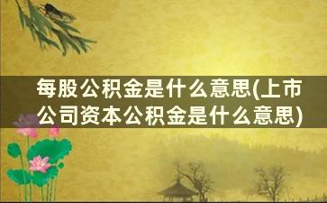 每股公积金是什么意思(上市公司资本公积金是什么意思)