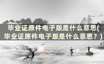 毕业证原件电子版是什么意思(毕业证原件电子版是什么意思？)