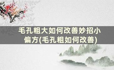 毛孔粗大如何改善妙招小偏方(毛孔粗如何改善)