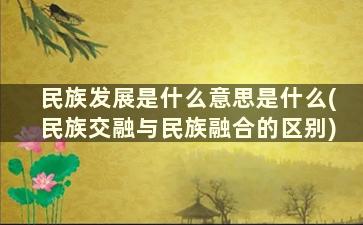 民族发展是什么意思是什么(民族交融与民族融合的区别)