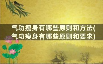 气功瘦身有哪些原则和方法(气功瘦身有哪些原则和要求)