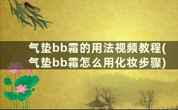 气垫bb霜的用法视频教程(气垫bb霜怎么用化妆步骤)