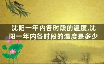 沈阳一年内各时段的温度,沈阳一年内各时段的温度是多少