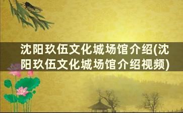 沈阳玖伍文化城场馆介绍(沈阳玖伍文化城场馆介绍视频)