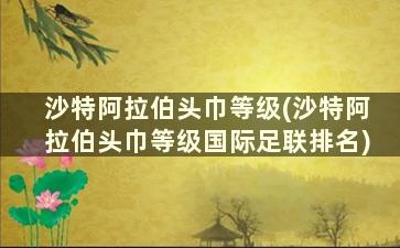 沙特阿拉伯头巾等级(沙特阿拉伯头巾等级国际足联排名)