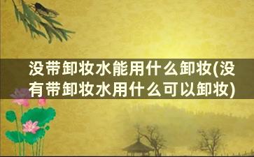 没带卸妆水能用什么卸妆(没有带卸妆水用什么可以卸妆)