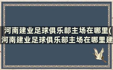 河南建业足球俱乐部主场在哪里(河南建业足球俱乐部主场在哪里建)