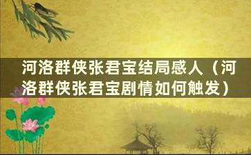 河洛群侠张君宝结局感人（河洛群侠张君宝剧情如何触发）