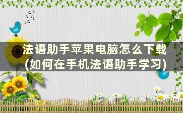 法语助手苹果电脑怎么下载(如何在手机法语助手学习)