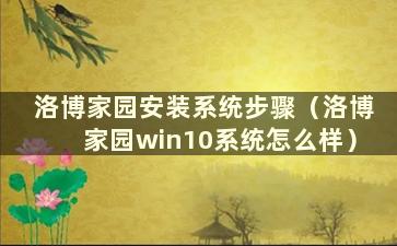 洛博家园安装系统步骤（洛博家园win10系统怎么样）