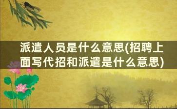 派遣人员是什么意思(招聘上面写代招和派遣是什么意思)