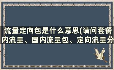 流量定向包是什么意思(请问套餐内流量、国内流量包、定向流量分别是什么意思我现在需要充值吗)