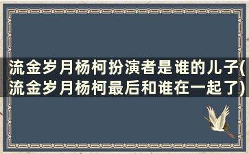 流金岁月杨柯扮演者是谁的儿子(流金岁月杨柯最后和谁在一起了)