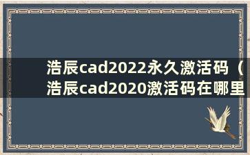 浩辰cad2022永久激活码（浩辰cad2020激活码在哪里找）