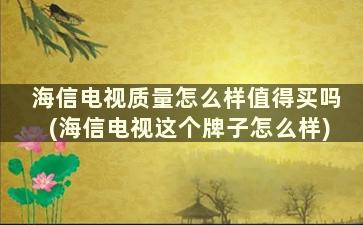 海信电视质量怎么样值得买吗(海信电视这个牌子怎么样)