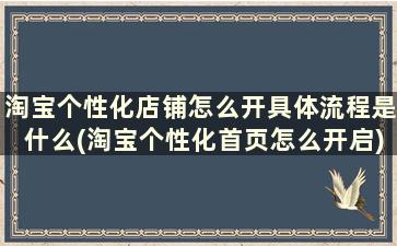 淘宝个性化店铺怎么开具体流程是什么(淘宝个性化首页怎么开启)