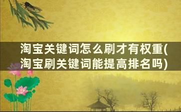 淘宝关键词怎么刷才有权重(淘宝刷关键词能提高排名吗)