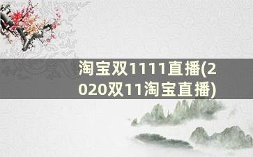 淘宝双1111直播(2020双11淘宝直播)