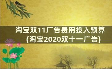 淘宝双11广告费用投入预算(淘宝2020双十一广告)