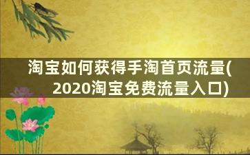 淘宝如何获得手淘首页流量(2020淘宝免费流量入口)