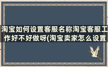 淘宝如何设置客服名称淘宝客服工作好不好做呀(淘宝卖家怎么设置客服名字)