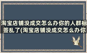 淘宝店铺没成交怎么办你的人群标签乱了(淘宝店铺没成交怎么办你的人群标签乱了怎么办)