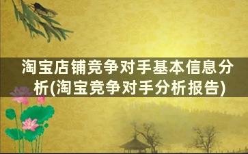 淘宝店铺竞争对手基本信息分析(淘宝竞争对手分析报告)