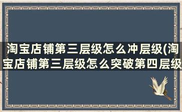 淘宝店铺第三层级怎么冲层级(淘宝店铺第三层级怎么突破第四层级)