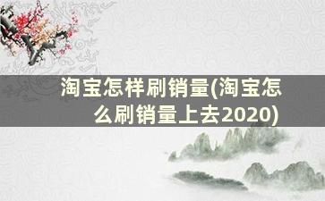 淘宝怎样刷销量(淘宝怎么刷销量上去2020)