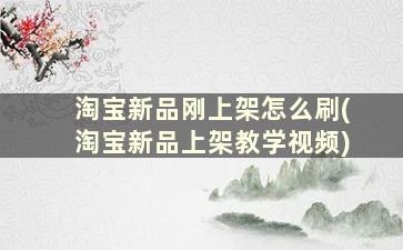 淘宝新品刚上架怎么刷(淘宝新品上架教学视频)