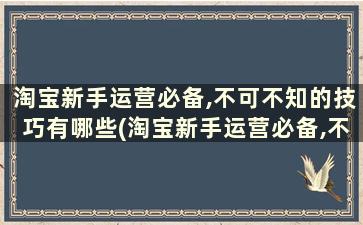 淘宝新手运营必备,不可不知的技巧有哪些(淘宝新手运营必备,不可不知的技巧是)