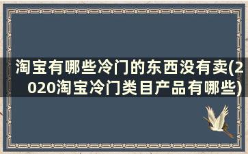 淘宝有哪些冷门的东西没有卖(2020淘宝冷门类目产品有哪些)