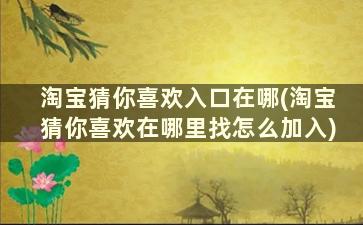 淘宝猜你喜欢入口在哪(淘宝猜你喜欢在哪里找怎么加入)