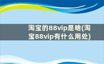 淘宝的88vip是啥(淘宝88vip有什么用处)