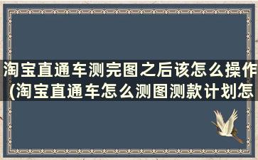 淘宝直通车测完图之后该怎么操作(淘宝直通车怎么测图测款计划怎么设置)