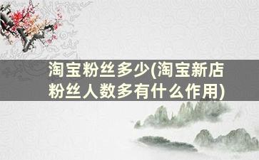 淘宝粉丝多少(淘宝新店粉丝人数多有什么作用)