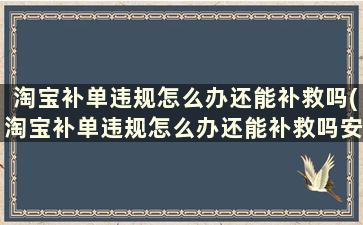 淘宝补单违规怎么办还能补救吗(淘宝补单违规怎么办还能补救吗安全吗)