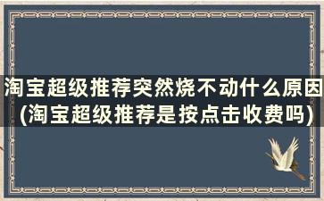 淘宝超级推荐突然烧不动什么原因(淘宝超级推荐是按点击收费吗)