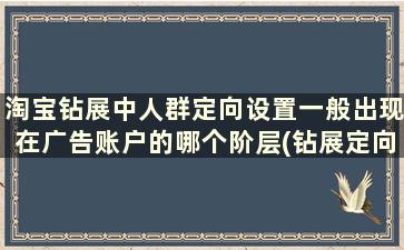 淘宝钻展中人群定向设置一般出现在广告账户的哪个阶层(钻展定向人群怎么分析)