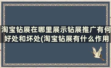 淘宝钻展在哪里展示钻展推广有何好处和坏处(淘宝钻展有什么作用)