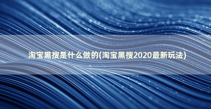 淘宝黑搜是什么做的(淘宝黑搜2020最新玩法)