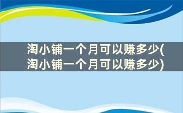 淘小铺一个月可以赚多少(淘小铺一个月可以赚多少)