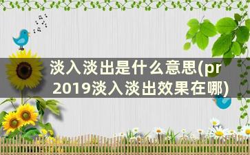 淡入淡出是什么意思(pr2019淡入淡出效果在哪)