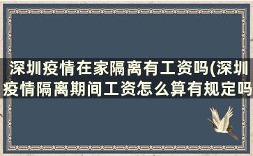 深圳疫情在家隔离有工资吗(深圳疫情隔离期间工资怎么算有规定吗)