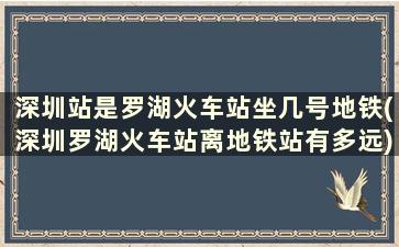 深圳站是罗湖火车站坐几号地铁(深圳罗湖火车站离地铁站有多远)