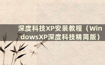 深度科技XP安装教程（WindowsXP深度科技精简版）