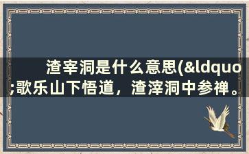 渣宰洞是什么意思(“歌乐山下悟道，渣滓洞中参禅。”什么意思)