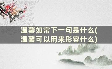 温馨如常下一句是什么(温馨可以用来形容什么)